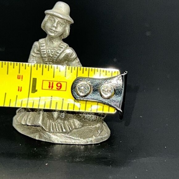 Vintage Mini Pewter? Metal Lady With Duck Silver Tone Collectable Dollhouse - Picture 6 of 7